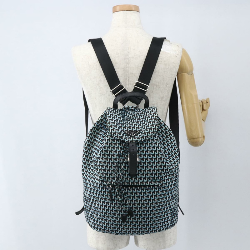 【日本直送】PRADA 雙肩包 尼龍材質 淺藍色 銀色 正品 158915SAM-30