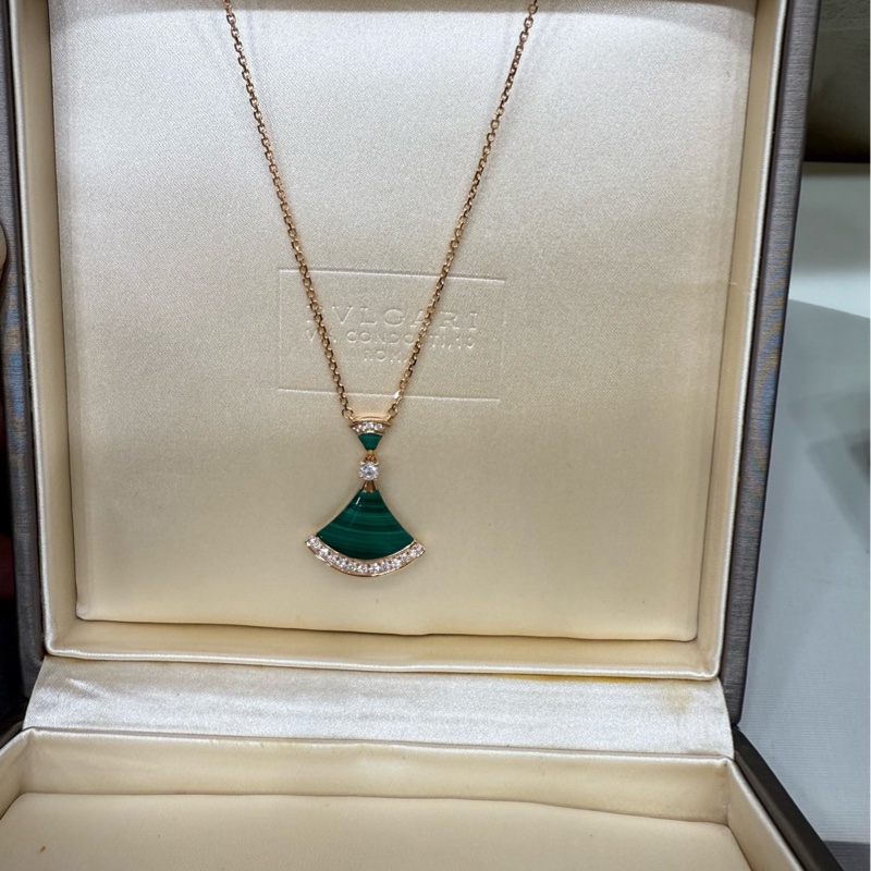 Bvlgari/宝格丽 孔雀石大号镶钻扇子项链 21年-1