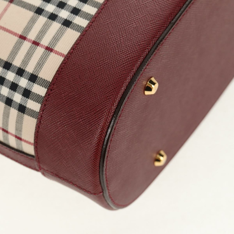 【日本直送】BURBERRY Nova 格紋帆布手提包 米色 金色 正品 am10137V-8