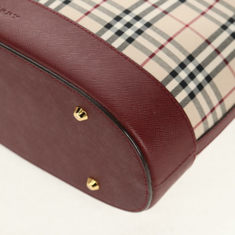 【日本直送】BURBERRY Nova 格紋帆布手提包 米色 金色 正品 am10137V-13