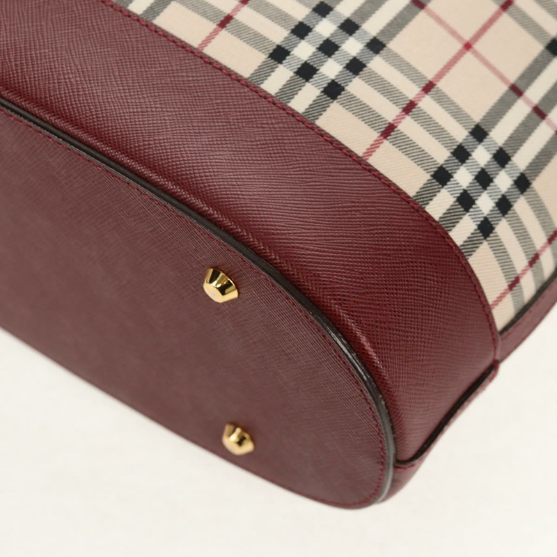 【日本直送】BURBERRY Nova 格紋帆布手提包 米色 金色 正品 am10137V-15