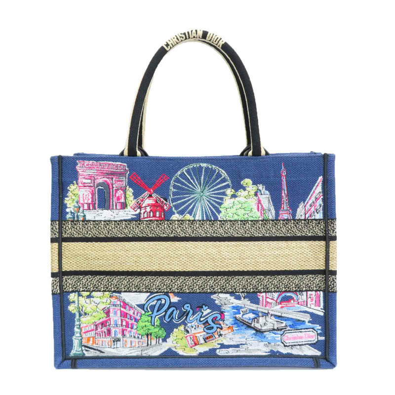 藍色 多色刺繡帆布 Book Tote M 手提包【Dior 迪奧】-1