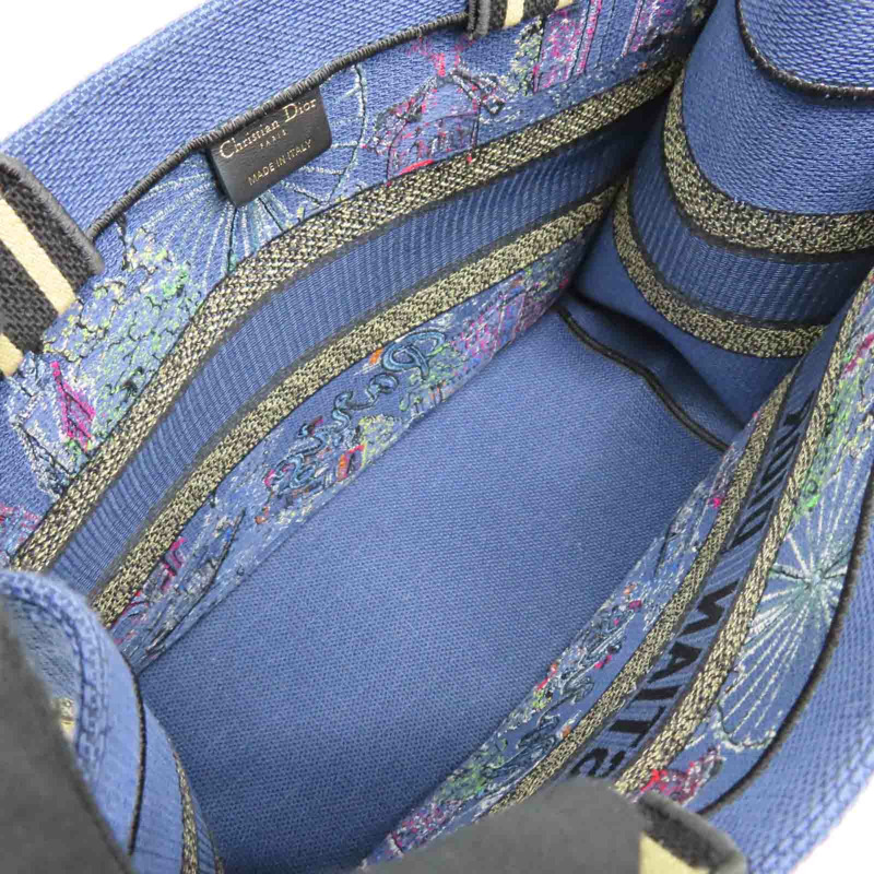 藍色 多色刺繡帆布 Book Tote M 手提包【Dior 迪奧】-4