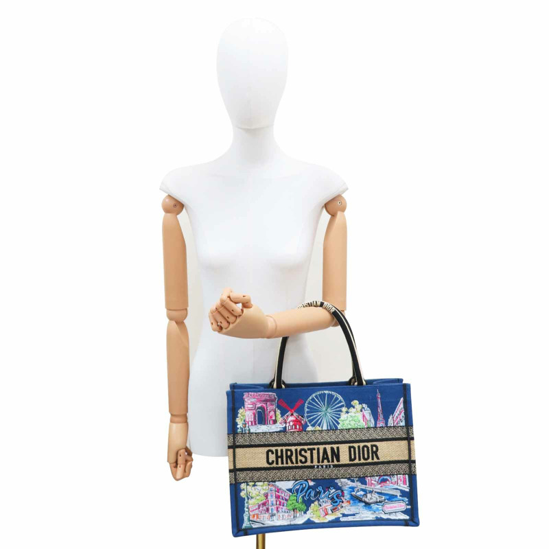 藍色 多色刺繡帆布 Book Tote M 手提包【Dior 迪奧】-8