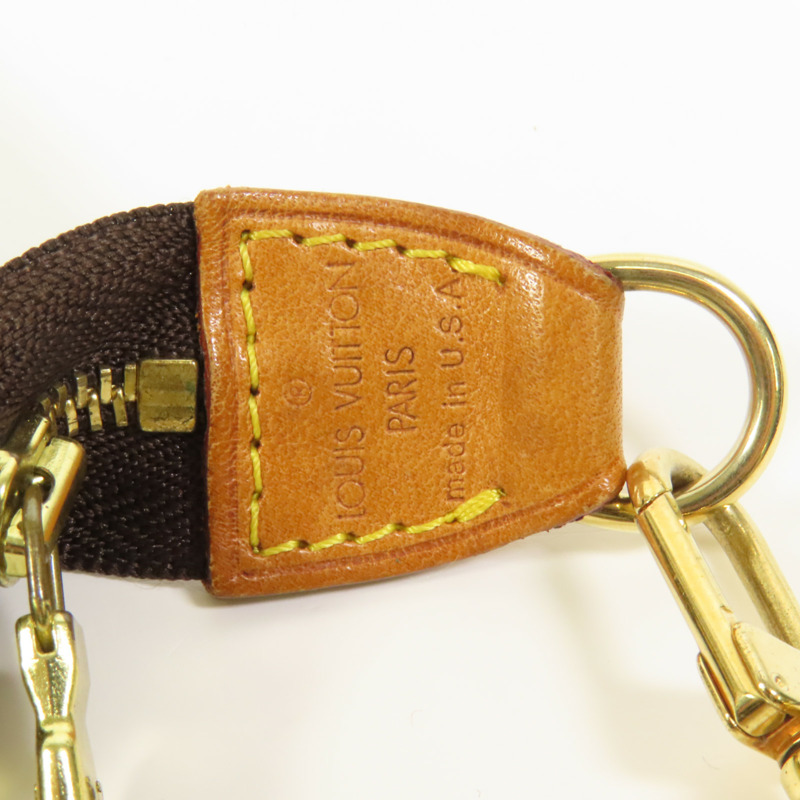 LOUIS VUITTON Monogram Pochette Accessoires金扣手挽袋棕色-8