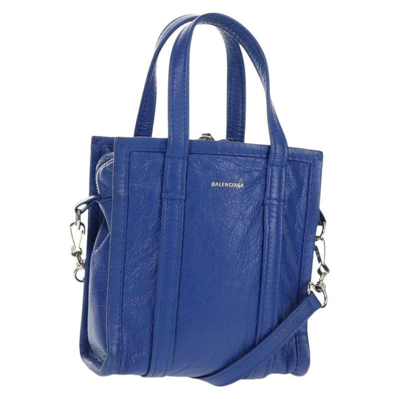 【日本直送】BALENCIAGA Bazaar Shopper XXS 手提包 皮革 2way 藍色 銀色 513988 正品 158835V-0
