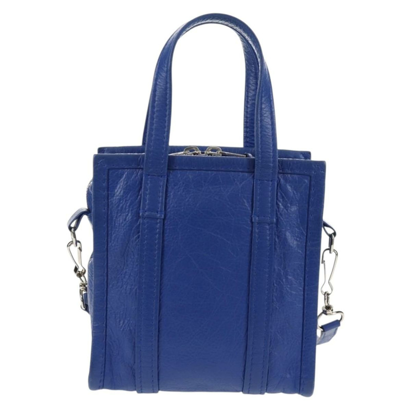 【日本直送】BALENCIAGA Bazaar Shopper XXS 手提包 皮革 2way 藍色 銀色 513988 正品 158835V-1