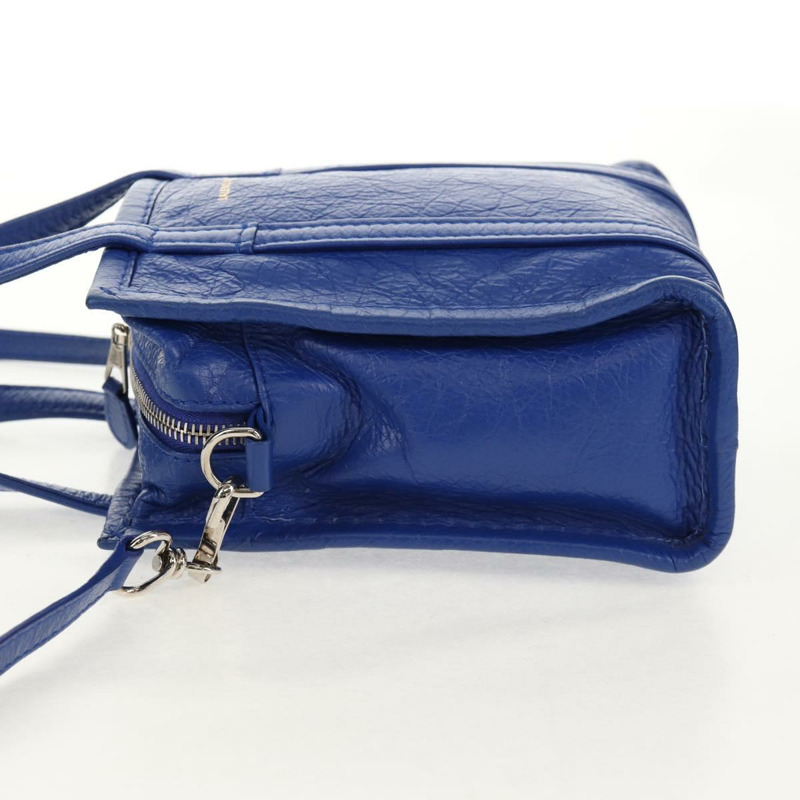 【日本直送】BALENCIAGA Bazaar Shopper XXS 手提包 皮革 2way 藍色 銀色 513988 正品 158835V-2