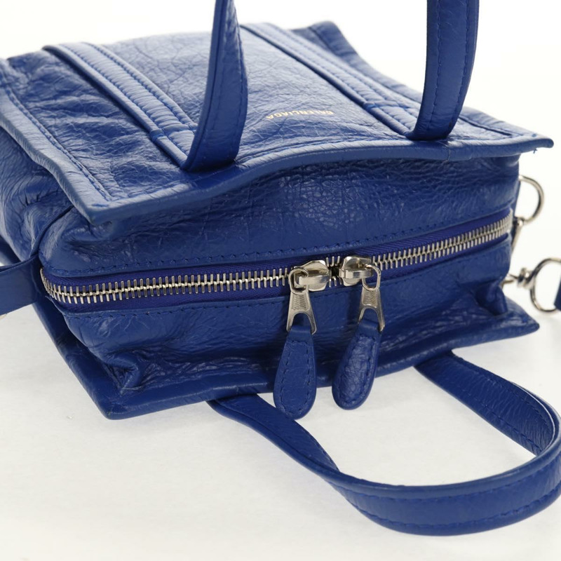 【日本直送】BALENCIAGA Bazaar Shopper XXS 手提包 皮革 2way 藍色 銀色 513988 正品 158835V-5