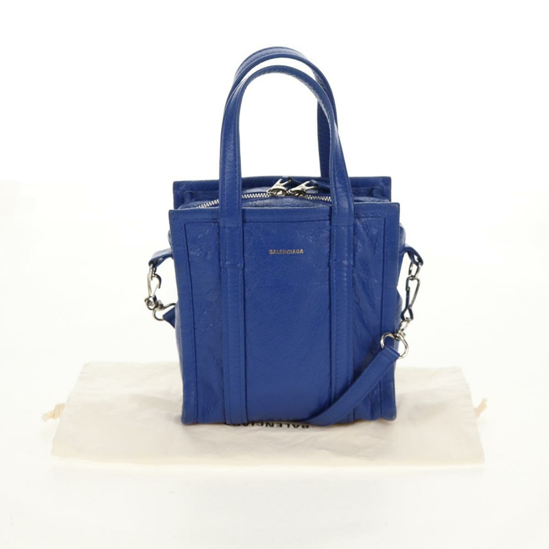 【日本直送】BALENCIAGA Bazaar Shopper XXS 手提包 皮革 2way 藍色 銀色 513988 正品 158835V-11
