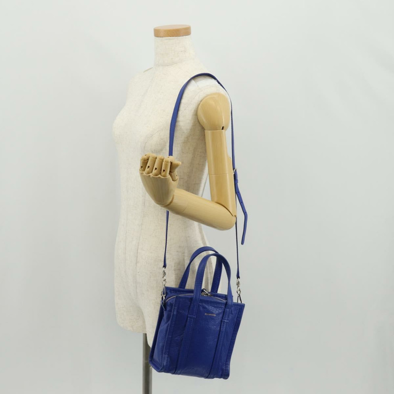 【日本直送】BALENCIAGA Bazaar Shopper XXS 手提包 皮革 2way 藍色 銀色 513988 正品 158835V-25