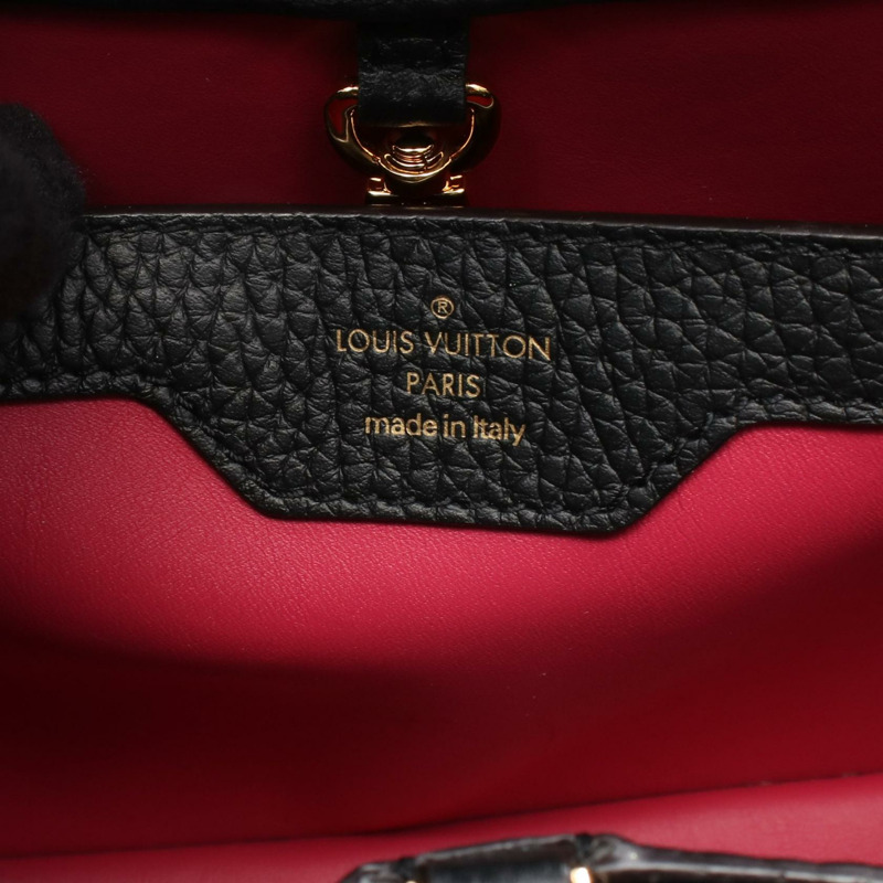 LOUIS VUITTON Capucine BB 斜背包手提包 M94755 trillon 皮革 黑色 二手-3