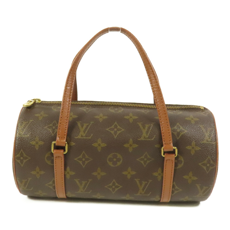LOUIS VUITTON Monogram Papillon金扣手挽袋棕色-0