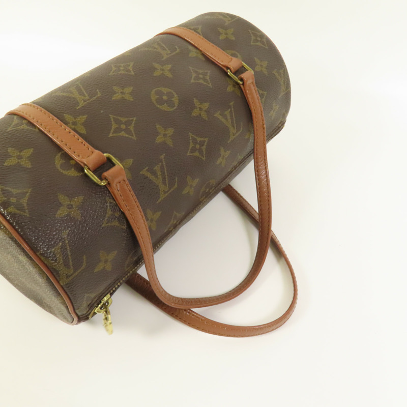 LOUIS VUITTON Monogram Papillon金扣手挽袋棕色-4
