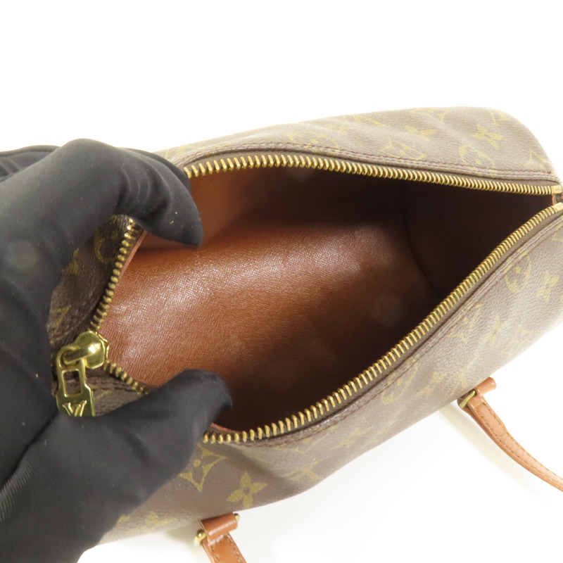 LOUIS VUITTON Monogram Papillon金扣手挽袋棕色-6