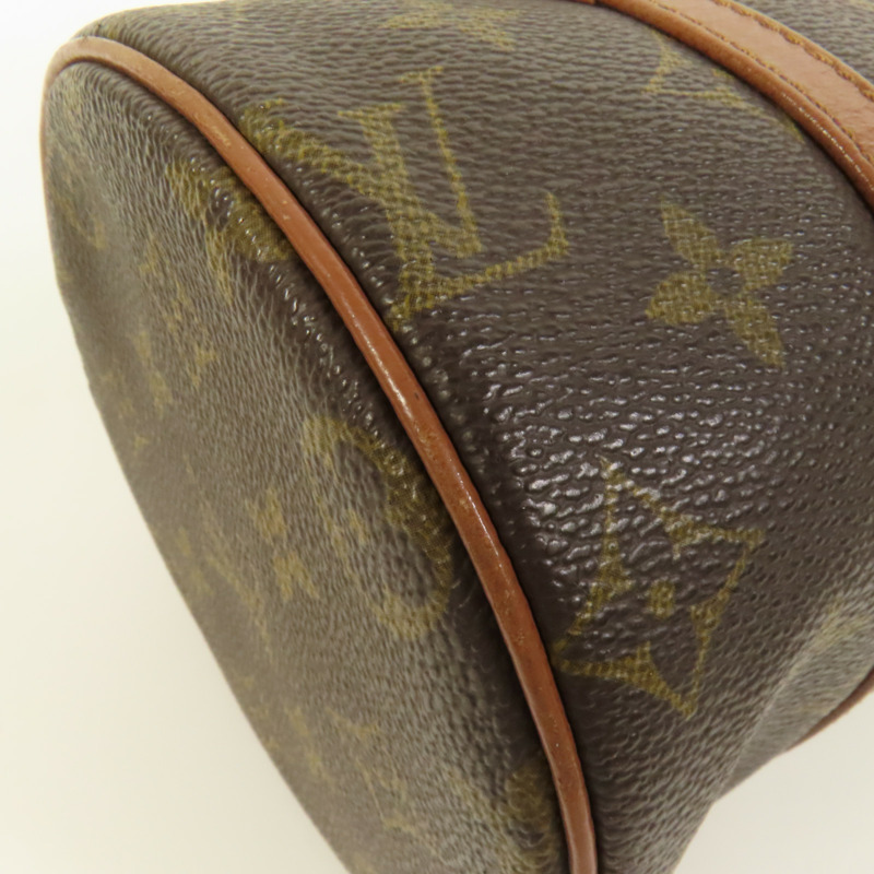 LOUIS VUITTON Monogram Papillon金扣手挽袋棕色-12