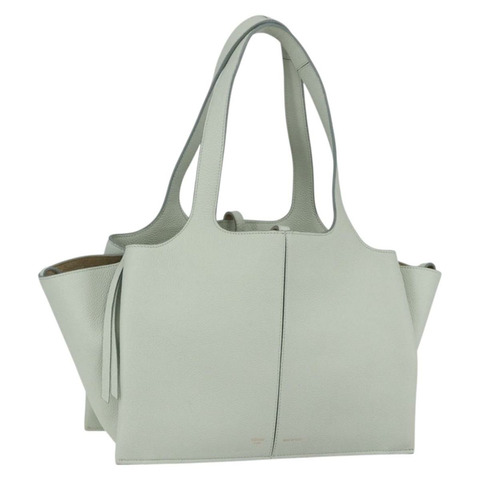CELINE Trillodo 手提包，皮革材質，淺藍色，金色，正品，貨號 148596M