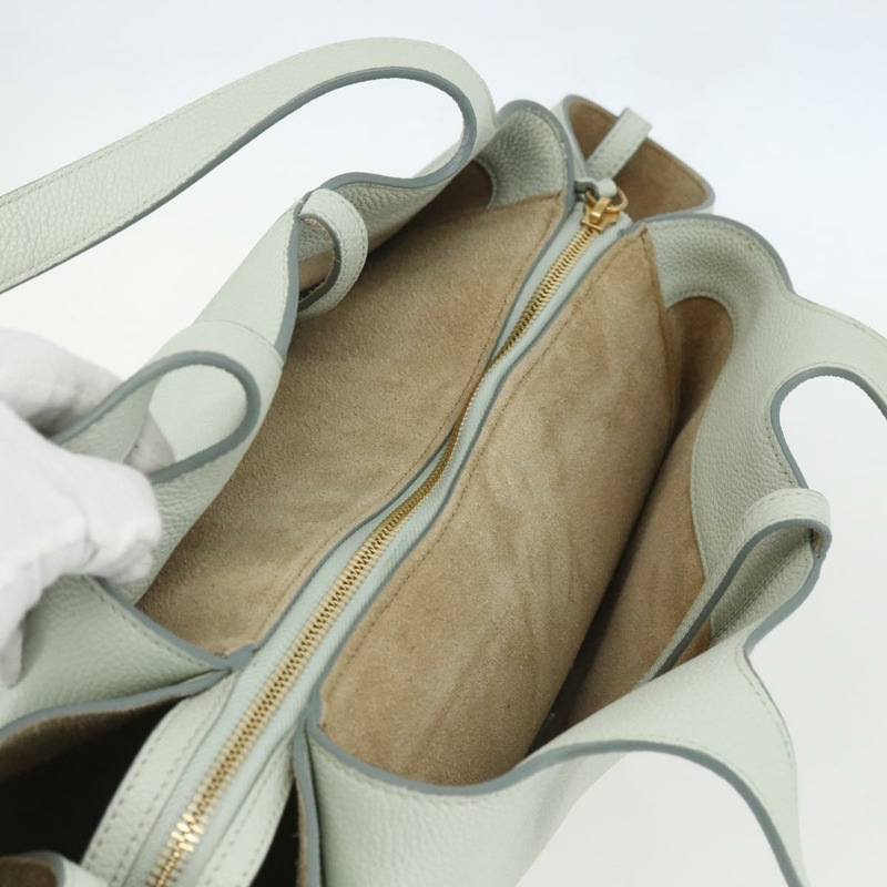 【日本直送】CELINE Trillodo 手提包，皮革材質，淺藍色，金色，正品，貨號 148596M-5