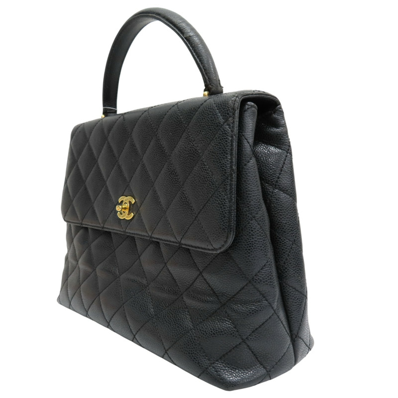 黑色 菱格紋 荔枝紋 牛皮 Coco Handle 30cm 手提包 (無卡)【CHANEL 香奈兒】-2