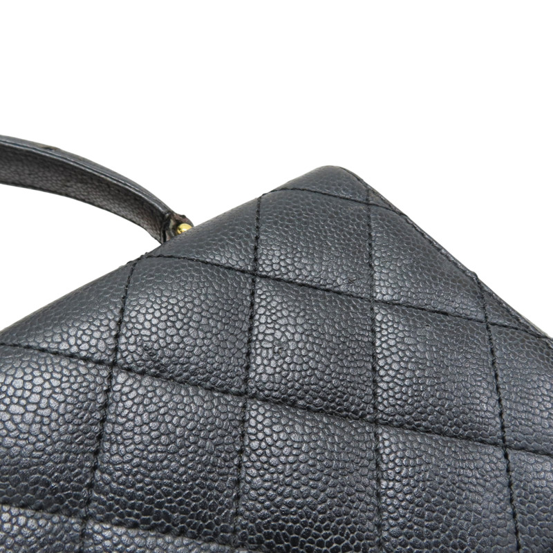 黑色 菱格紋 荔枝紋 牛皮 Coco Handle 30cm 手提包 (無卡)【CHANEL 香奈兒】-14