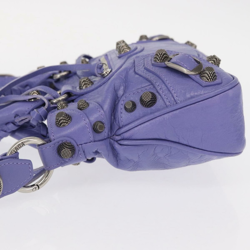 【日本直送】BALENCIAGA Neo Kagoul S 手袋 皮革 兩用 紫色/銀色 751523 正品 158933SM-3