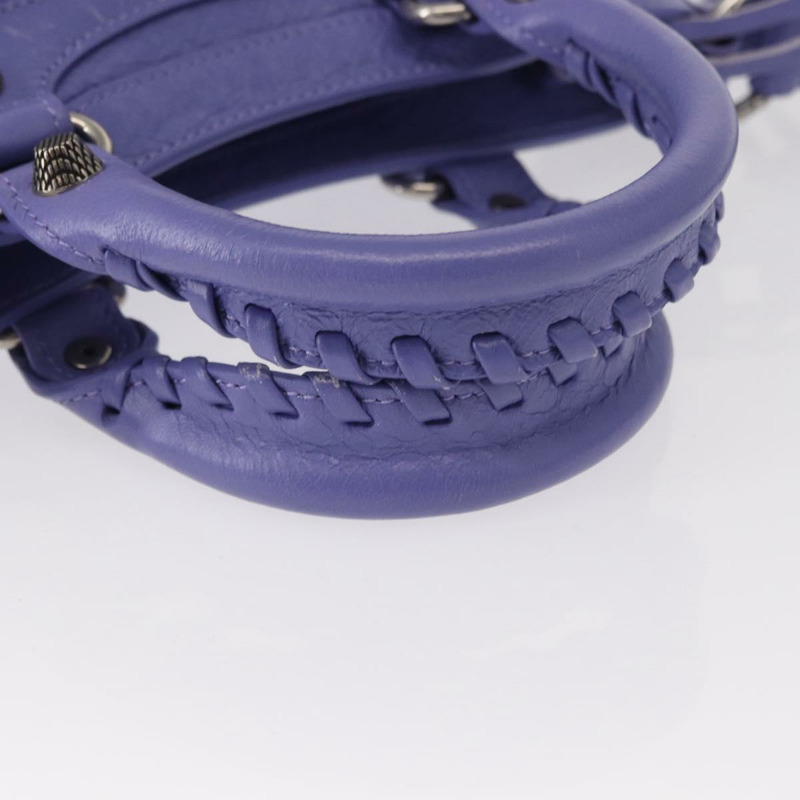 【日本直送】BALENCIAGA Neo Kagoul S 手袋 皮革 兩用 紫色/銀色 751523 正品 158933SM-6