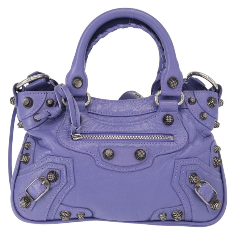 【日本直送】BALENCIAGA Neo Kagoul S 手袋 皮革 兩用 紫色/銀色 751523 正品 158933SM-12