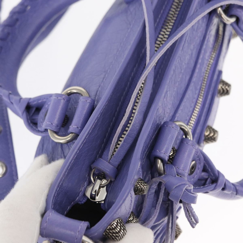 【日本直送】BALENCIAGA Neo Kagoul S 手袋 皮革 兩用 紫色/銀色 751523 正品 158933SM-20