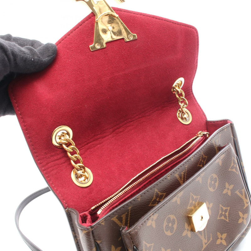 路易威登 Passy 鏈條肩背包 M45592 Monogram 皮革 棕色/黑色 二手-6