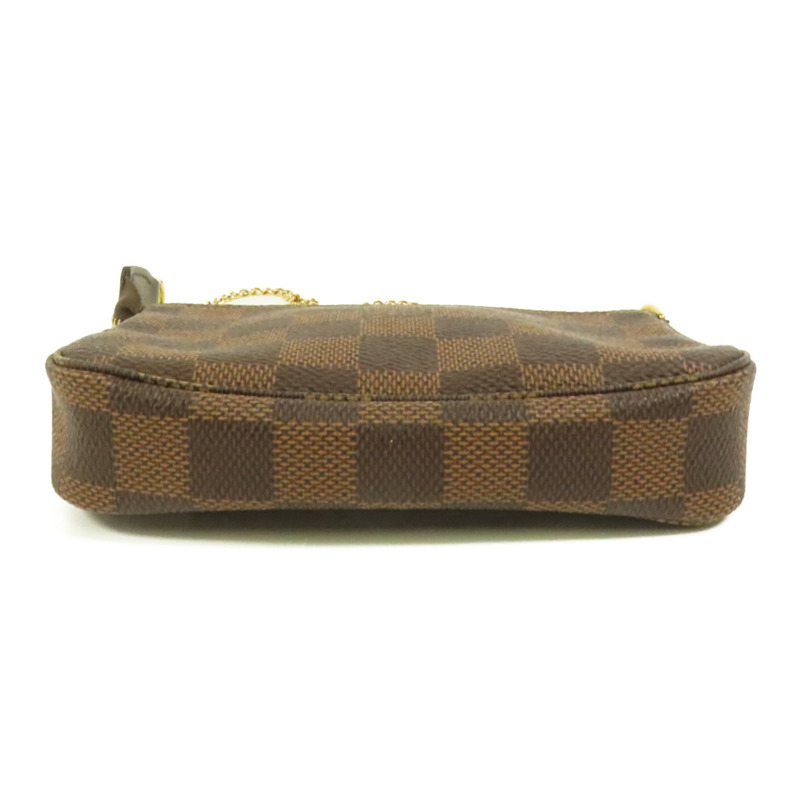 LOUIS VUITTON Damier Mini Pochette Accessories金扣鏈帶手挽袋-3