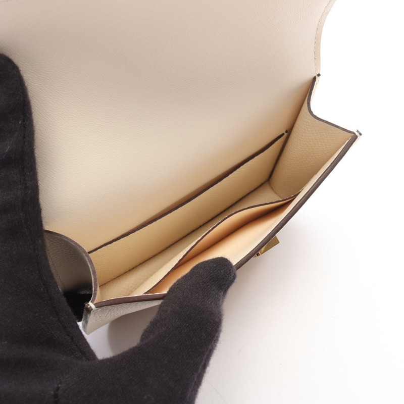 愛馬仕 Constance Slim 雙折皮夾 B Epsom craie 二手女士 GHW-2