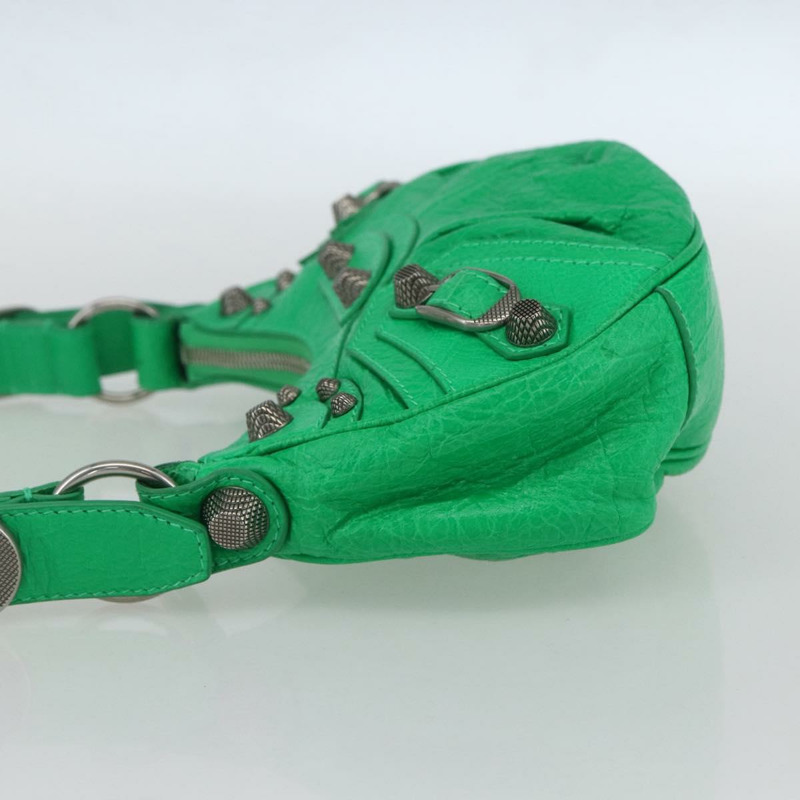 【日本直送】BALENCIAGA Luca Goal XS 單肩包，皮革材質，綠色/銀色，貨號 671309，正品編號 158884SAM-2