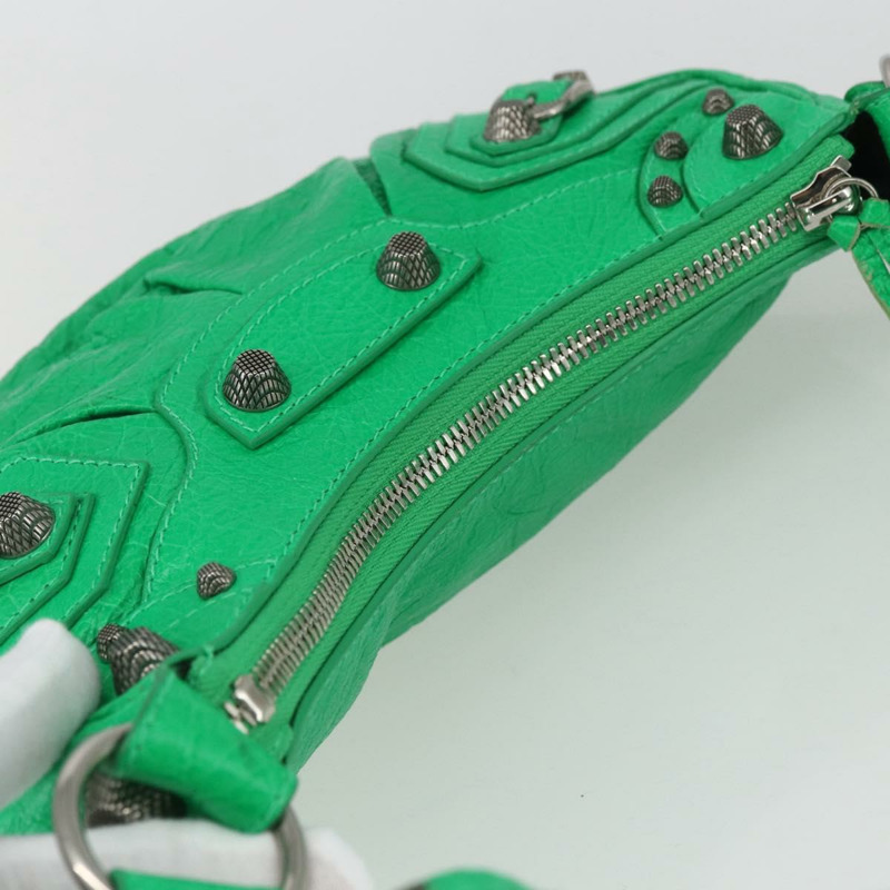 【日本直送】BALENCIAGA Luca Goal XS 單肩包，皮革材質，綠色/銀色，貨號 671309，正品編號 158884SAM-5