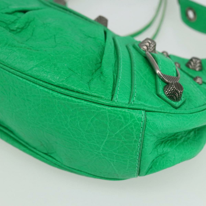 【日本直送】BALENCIAGA Luca Goal XS 單肩包，皮革材質，綠色/銀色，貨號 671309，正品編號 158884SAM-7
