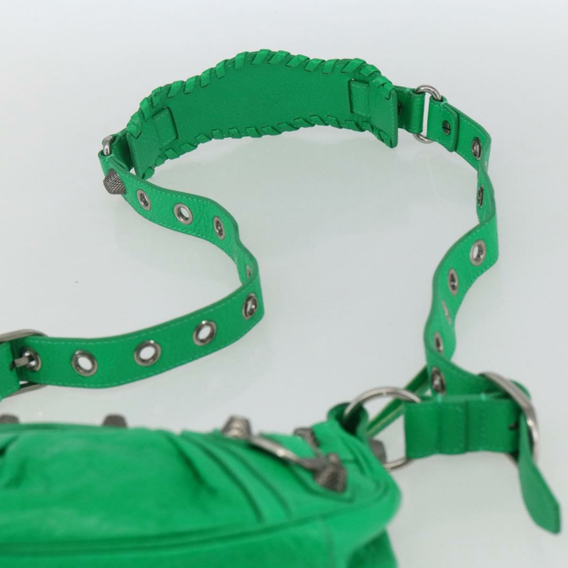 【日本直送】BALENCIAGA Luca Goal XS 單肩包，皮革材質，綠色/銀色，貨號 671309，正品編號 158884SAM-13