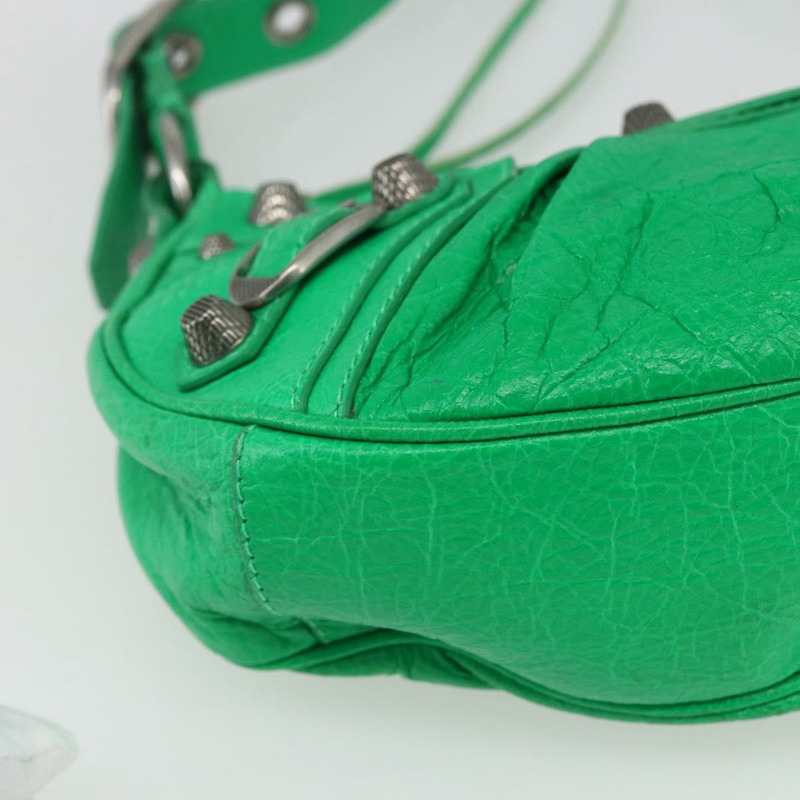 【日本直送】BALENCIAGA Luca Goal XS 單肩包，皮革材質，綠色/銀色，貨號 671309，正品編號 158884SAM-14