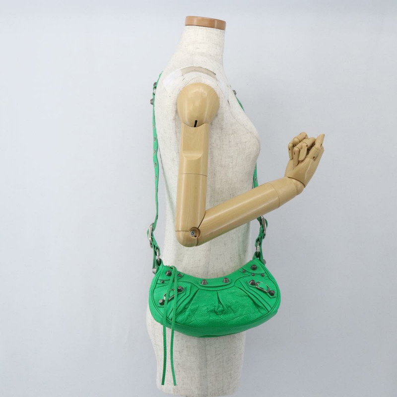 【日本直送】BALENCIAGA Luca Goal XS 單肩包，皮革材質，綠色/銀色，貨號 671309，正品編號 158884SAM-26