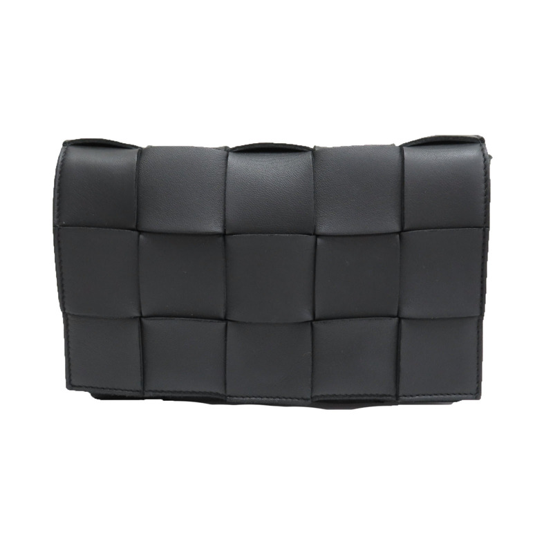 黑色 羊皮編織 CASSETTE 肩背包【BOTTEGA VENETA BV 寶緹嘉】-0