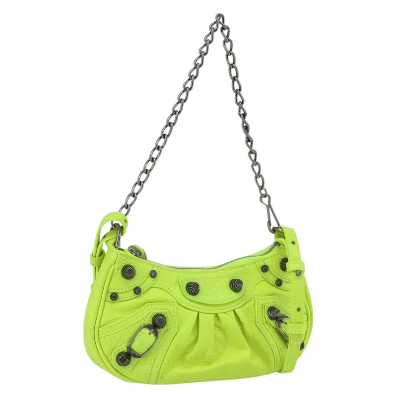 【日本直送】BALENCIAGA Luca Goal 迷你包，皮革材質，綠色/銀色，貨號 695814，正品編號 158885SAM-0