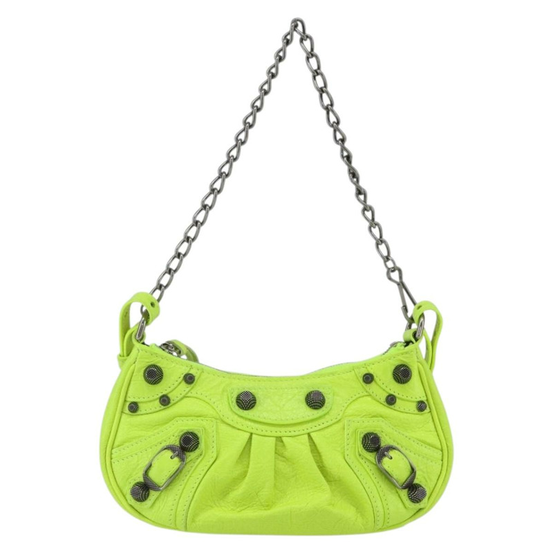 【日本直送】BALENCIAGA Luca Goal 迷你包，皮革材質，綠色/銀色，貨號 695814，正品編號 158885SAM-12