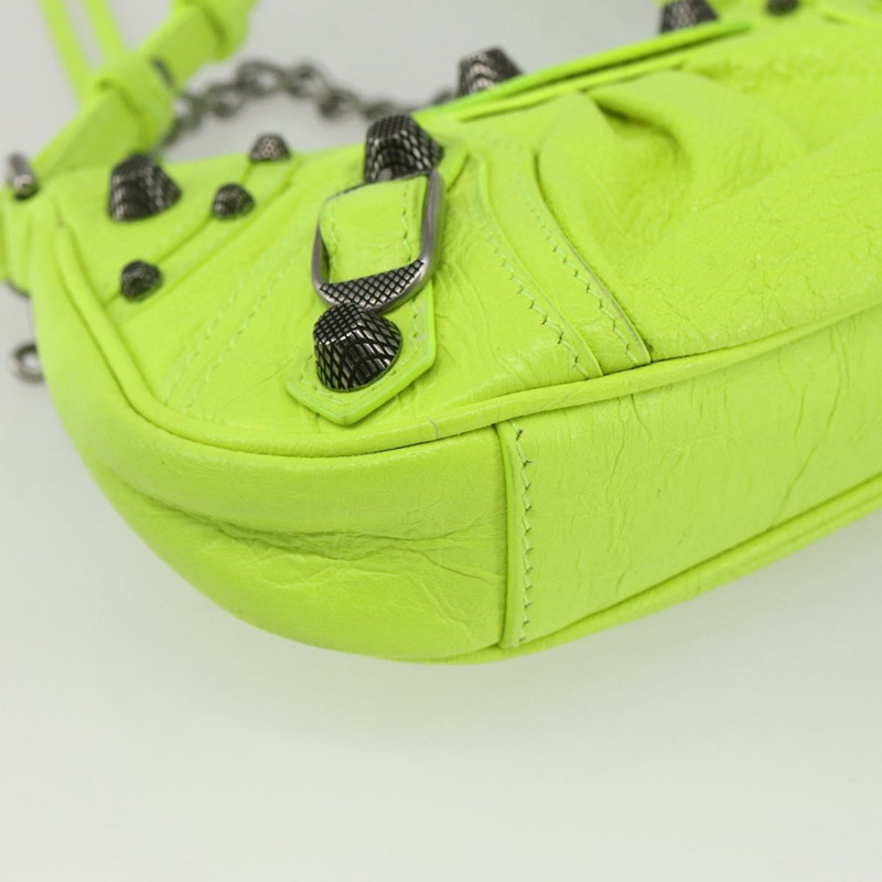 【日本直送】BALENCIAGA Luca Goal 迷你包，皮革材質，綠色/銀色，貨號 695814，正品編號 158885SAM-16