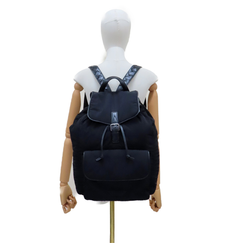 黑色 尼龍 牛皮 Crossroad 後背包【BOTTEGA VENETA BV 寶緹嘉】 806160-13