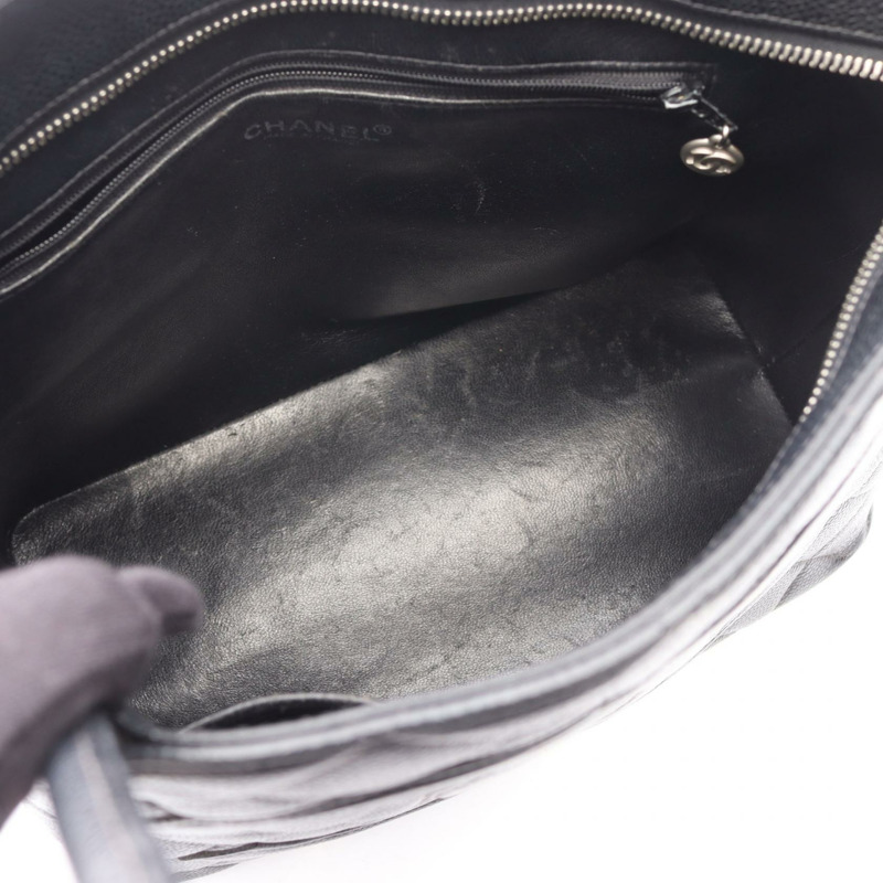 香奈兒 (CHANEL) Medallion 手提包，粒面小牛皮，黑色，銀色五金，二手，女士 CC-8