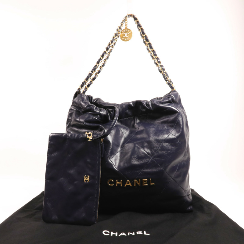 CHANEL 牛皮皮革Chanel 22 Medium金扣鏈帶肩背袋-13