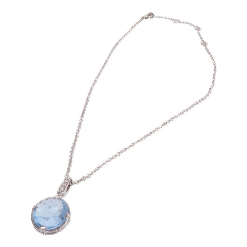 BVLGARI 18K白金Parentesi Cocktail Necklace藍色黃玉/鑽石項鍊-3
