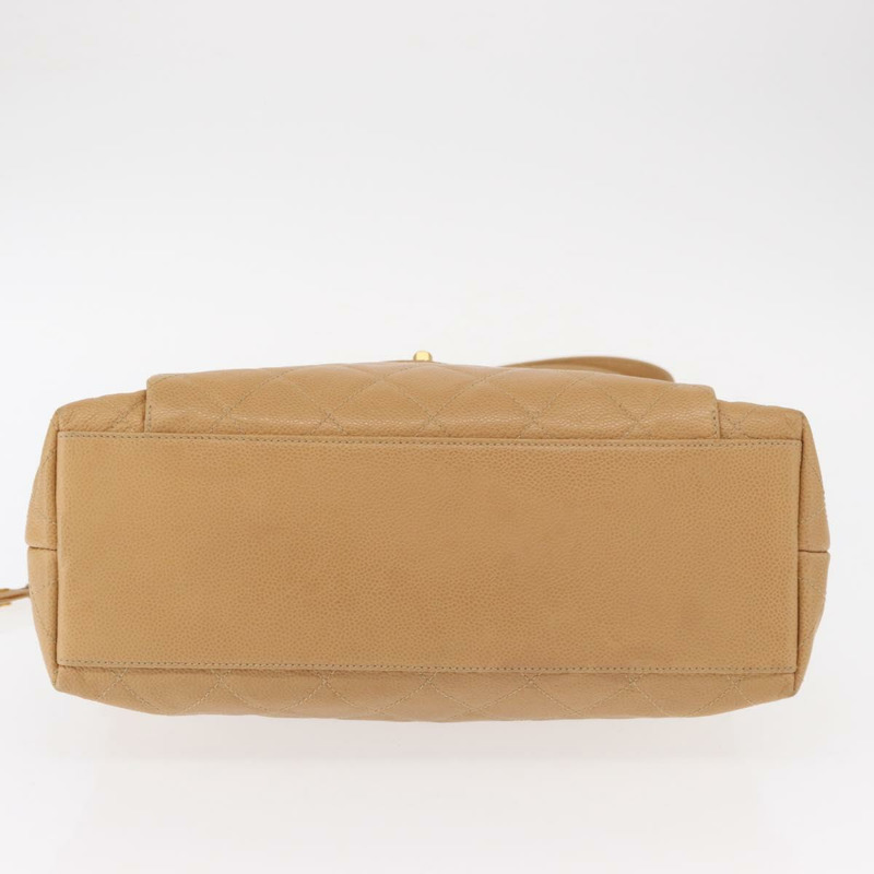 【日本直送】香奈兒鏈絎縫肩背包 魚子醬紋米色金色CC標誌 正品 ka904V-4