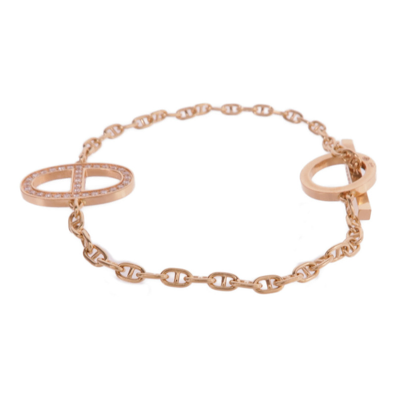 HERMES 18K玫瑰金Chaine d'ancre Contour Bracelet鑽石手鏈-1