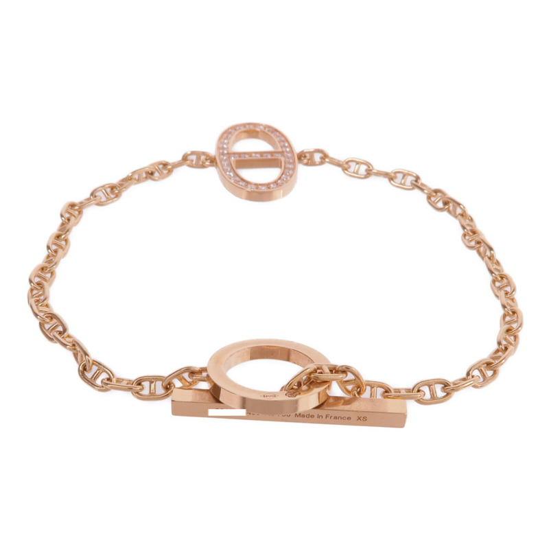 HERMES 18K玫瑰金Chaine d'ancre Contour Bracelet鑽石手鏈-2