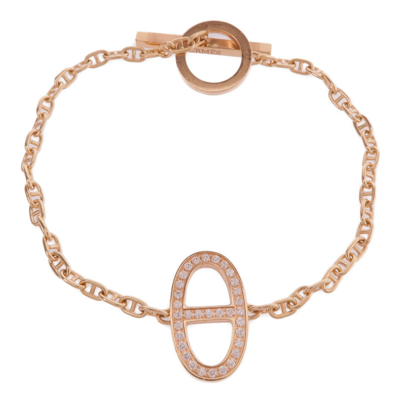 HERMES 18K玫瑰金Chaine d'ancre Contour Bracelet鑽石手鏈-3
