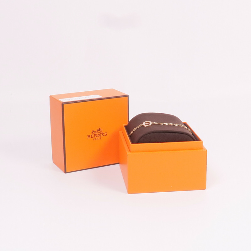 HERMES 18K玫瑰金Chaine d'ancre Contour Bracelet鑽石手鏈-8